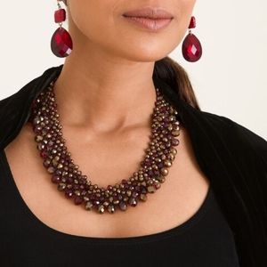 Chico's Red Bib Collar Necklace